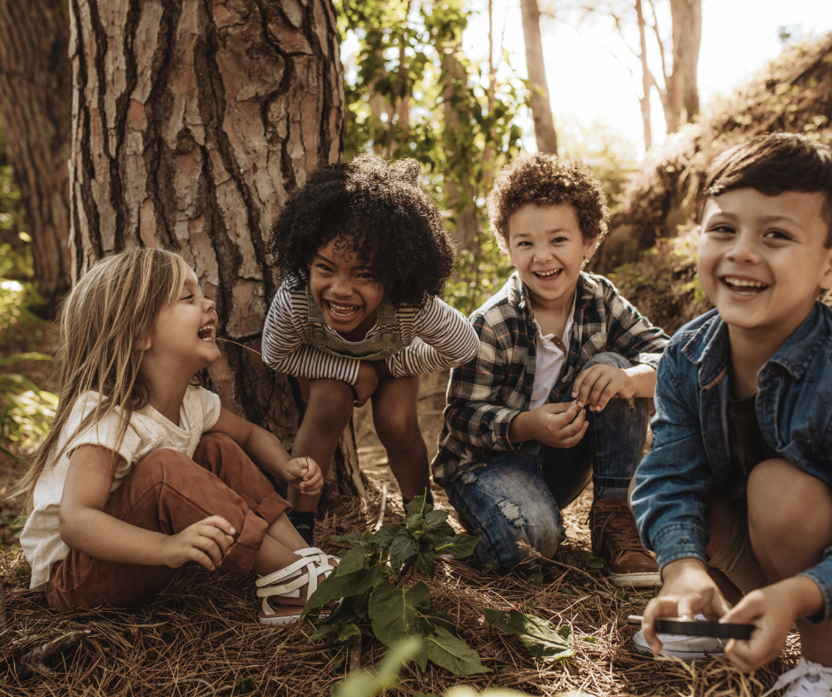 kids playing in the forest