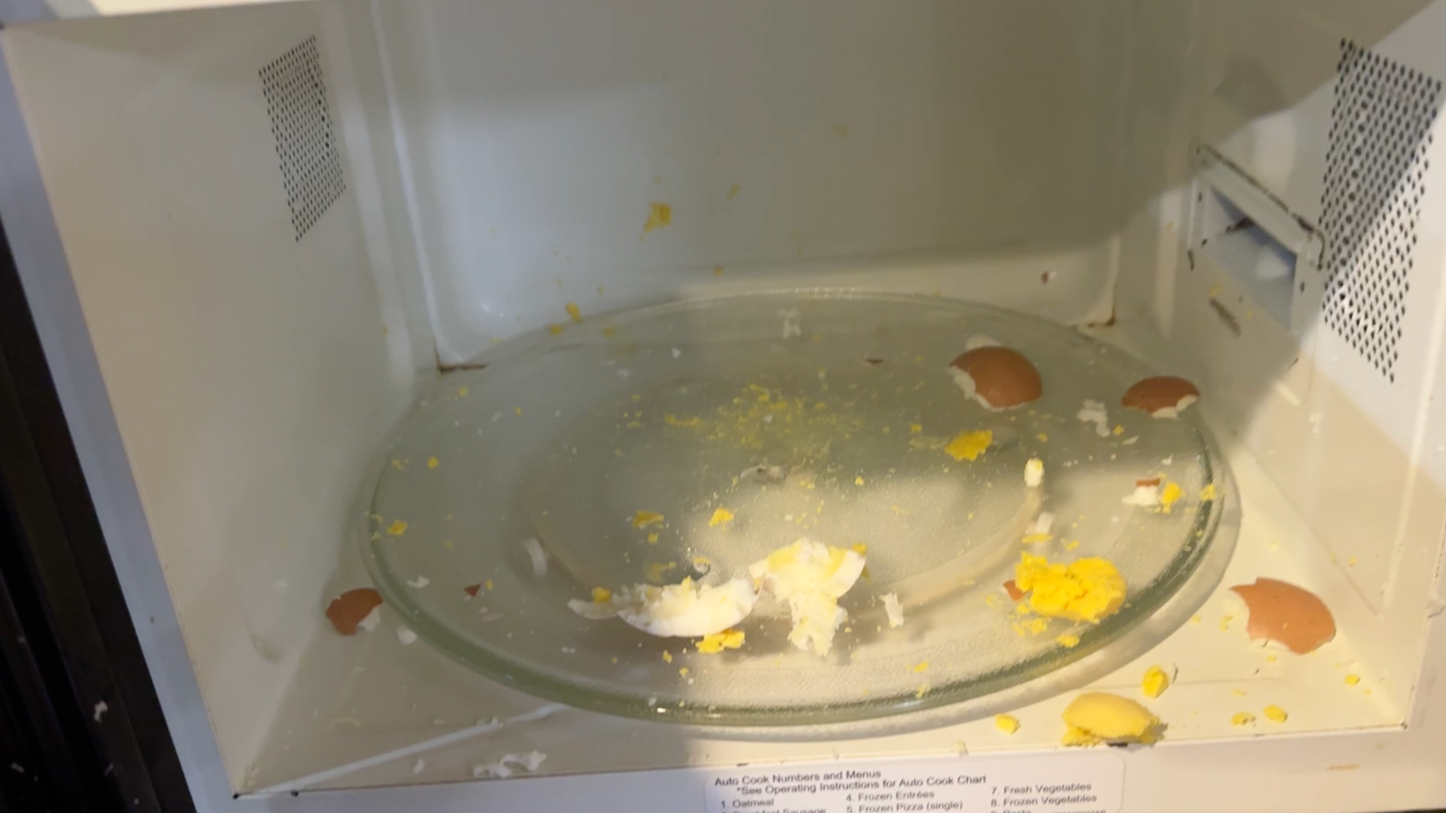 boiled egg exploded inside microwave