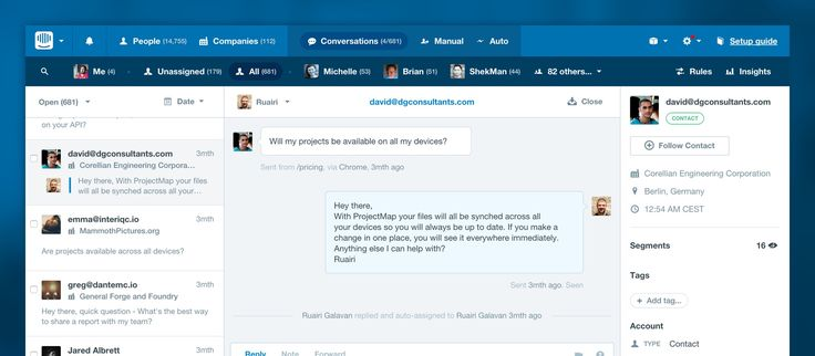 A screenshot of Intercom, an example of a powerful Salesforce integration.