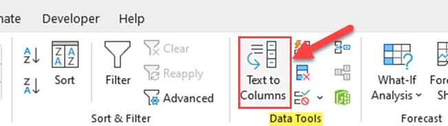 Click Text-to-Columns to modify your cell contents