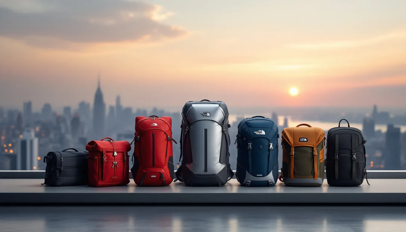 An assortment of travel backpacks including the best travel backpack options.