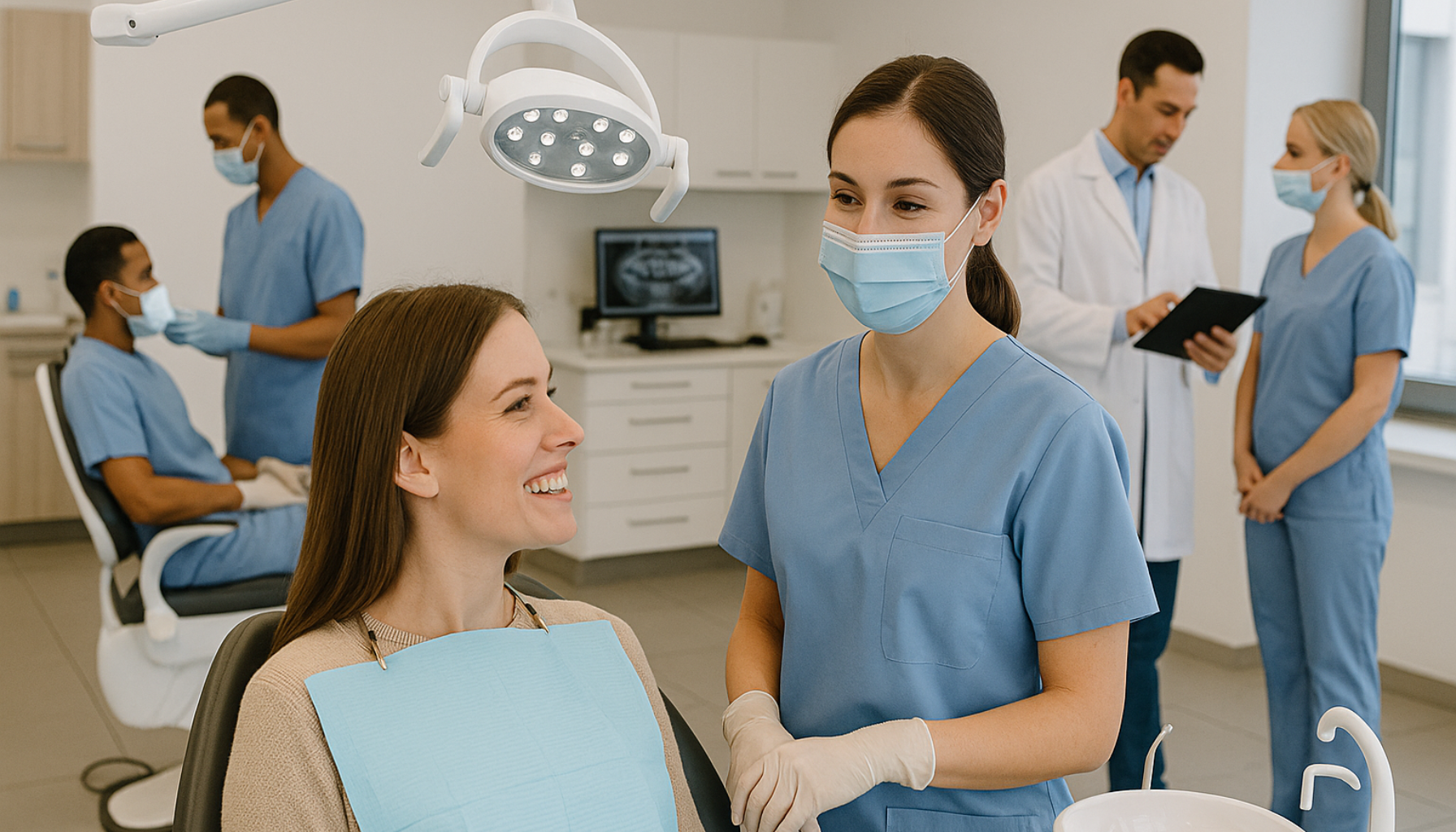 Moderne tannklinikk der konsultasjon og kirurgi finnes under samme tak.