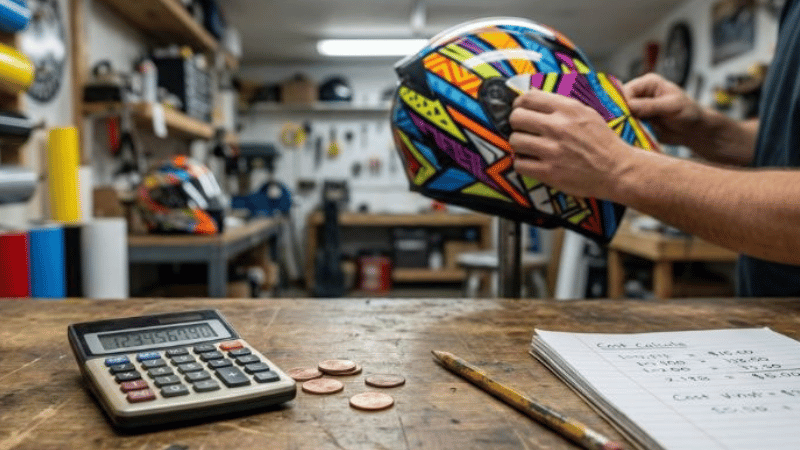 Cost calculation of wrapping a helmet