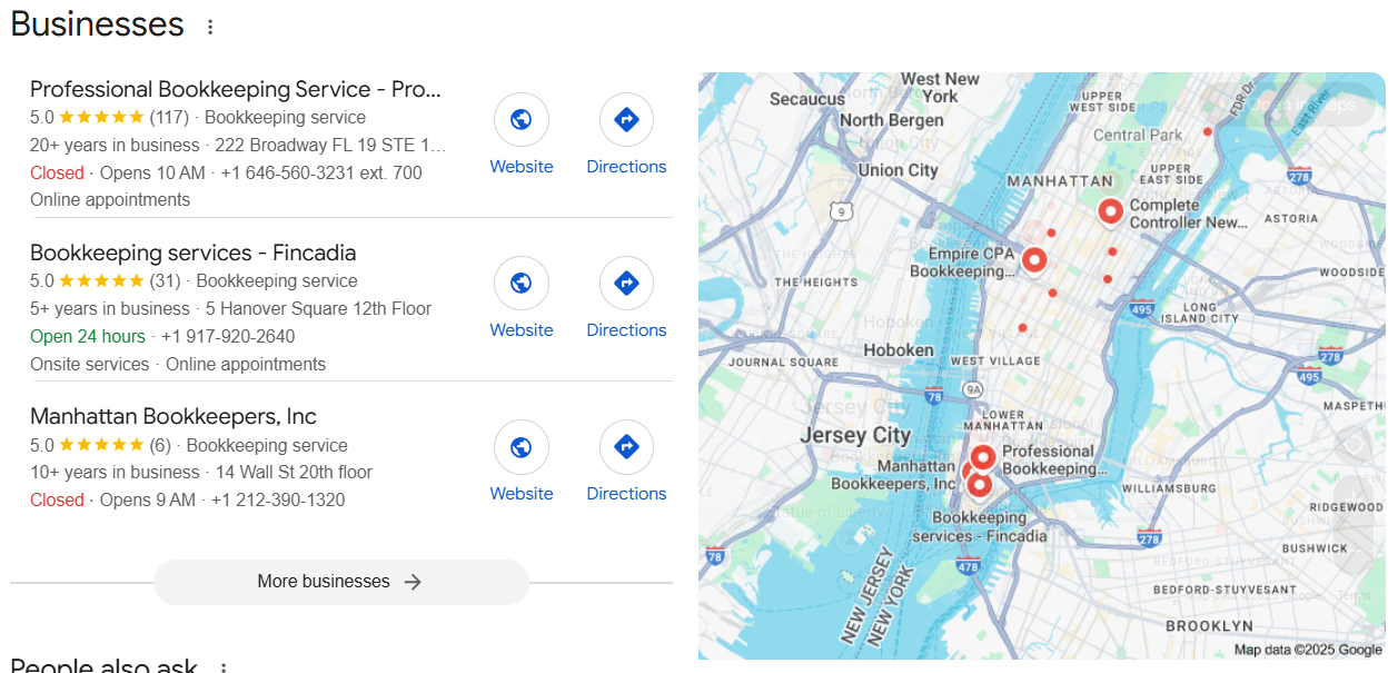 Local SEO for bookkeeprs example. 