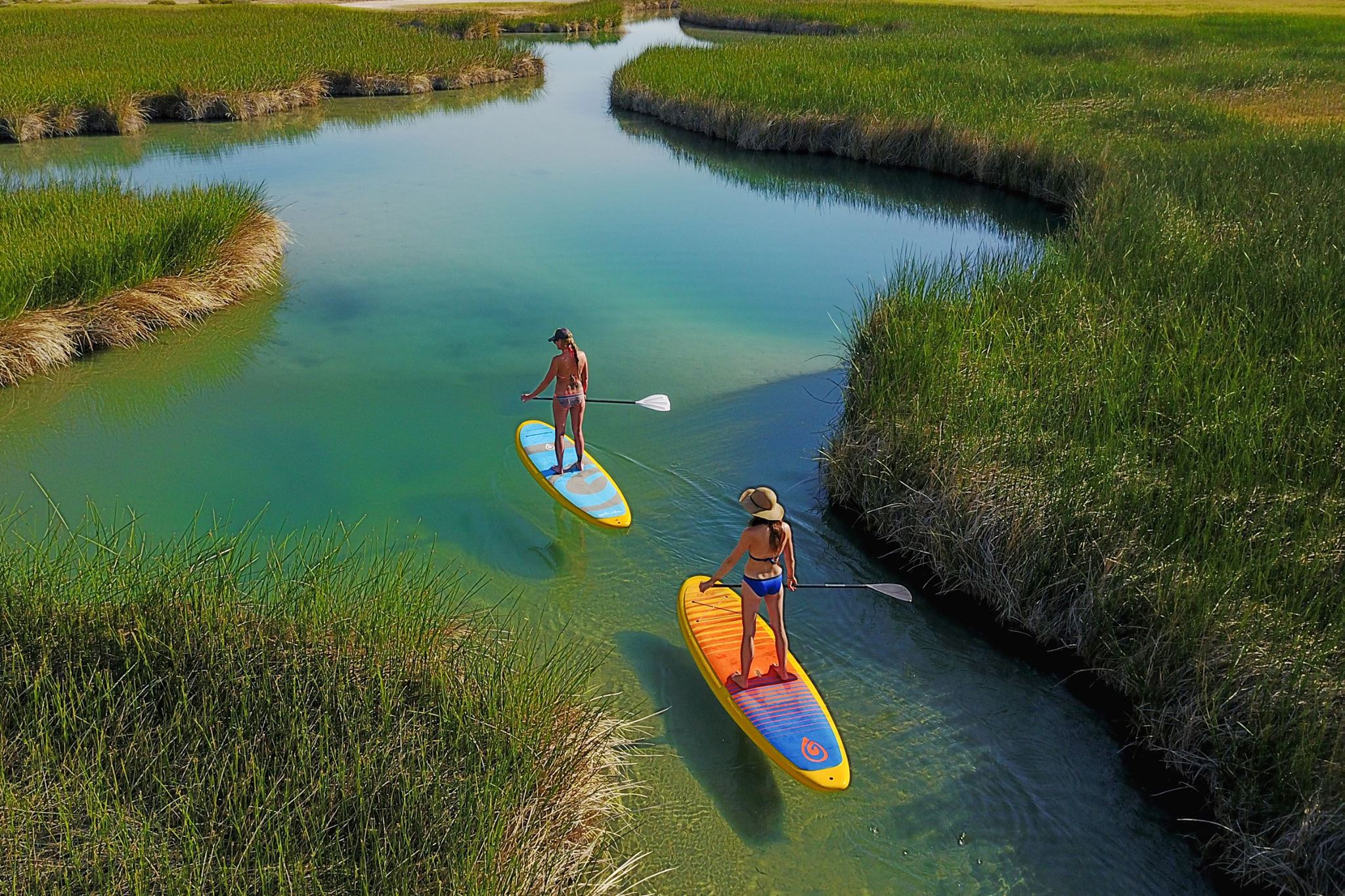 inflatable sups on a river