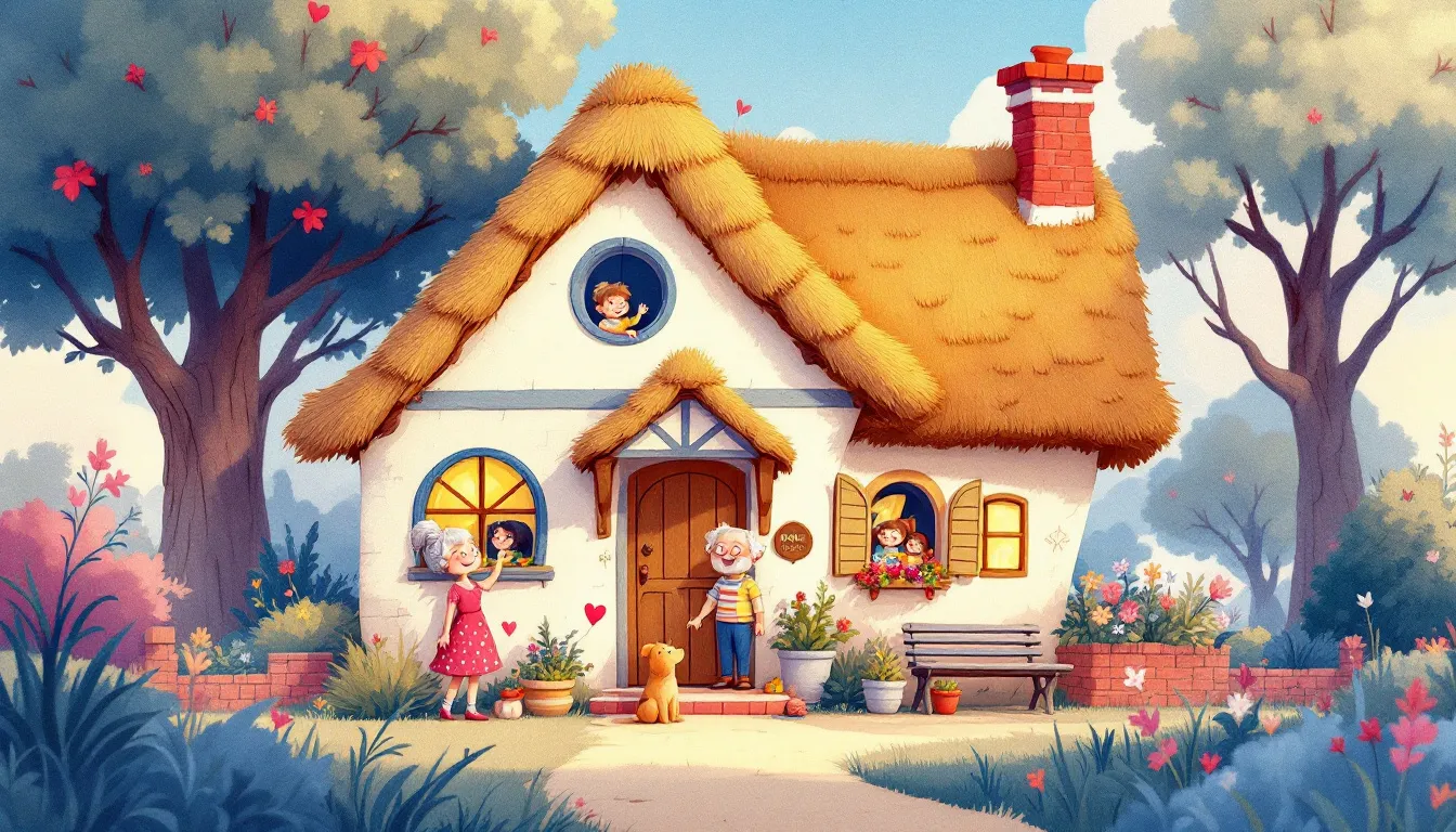 A charming custom house portrait representing a unique gift for grandparents.