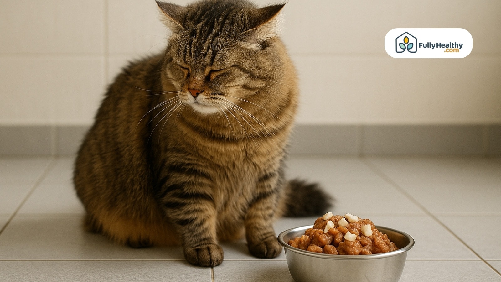 Cat avoids food topped with garlic unsure of eating it