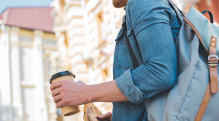 A man buying a coffee in San Diego.