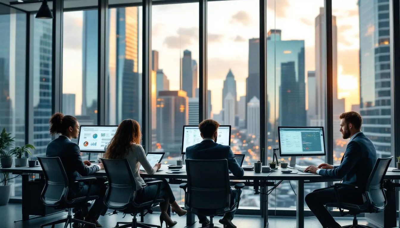 A team of IT experts collaborating on a project to enhance business operations.