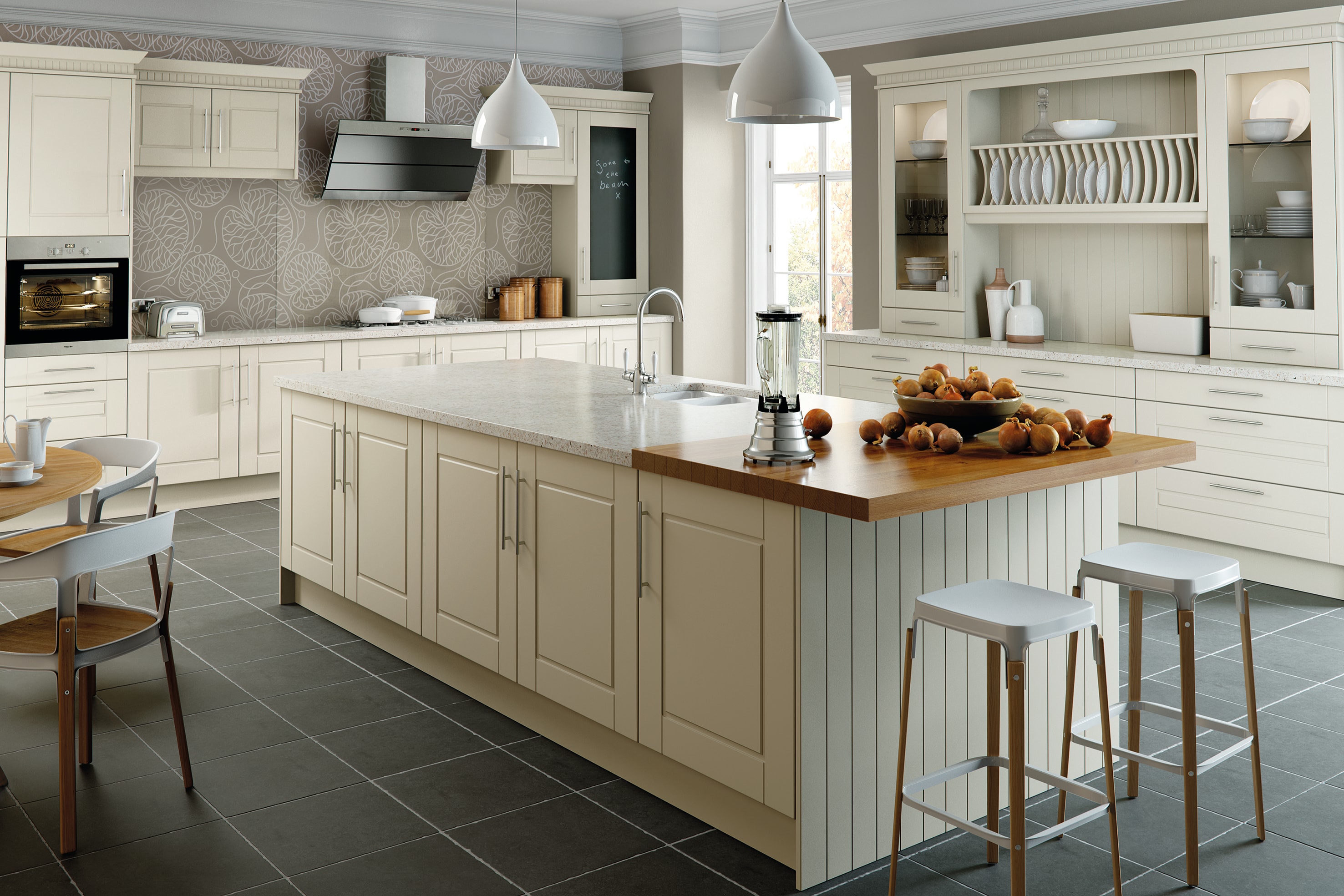 Kitchen island in family friendly kitchen
