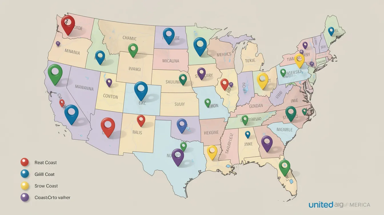 The image depicts a colorful map of the United States adorned with vibrant location pins scattered across various states, indicating multiple sites for clinical studies related to narcolepsy and idiopathic hypersomnia. Each pin represents a potential location for participants in research focused on treatments for excessive daytime sleepiness and the efficacy of new drugs like orx750.