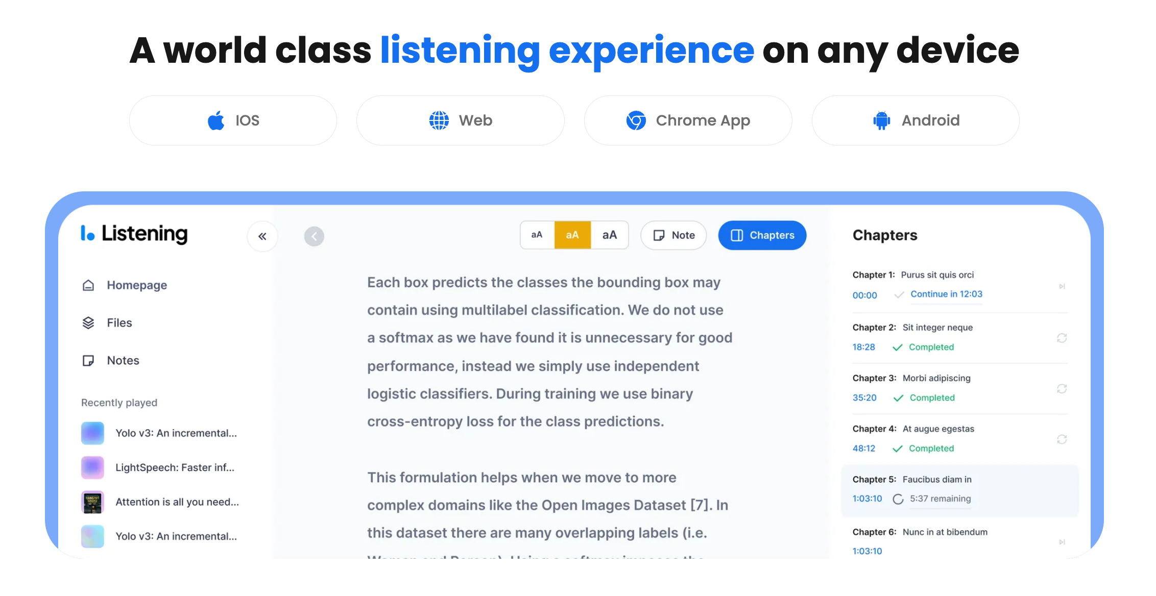 listening.com text to speech dashboard