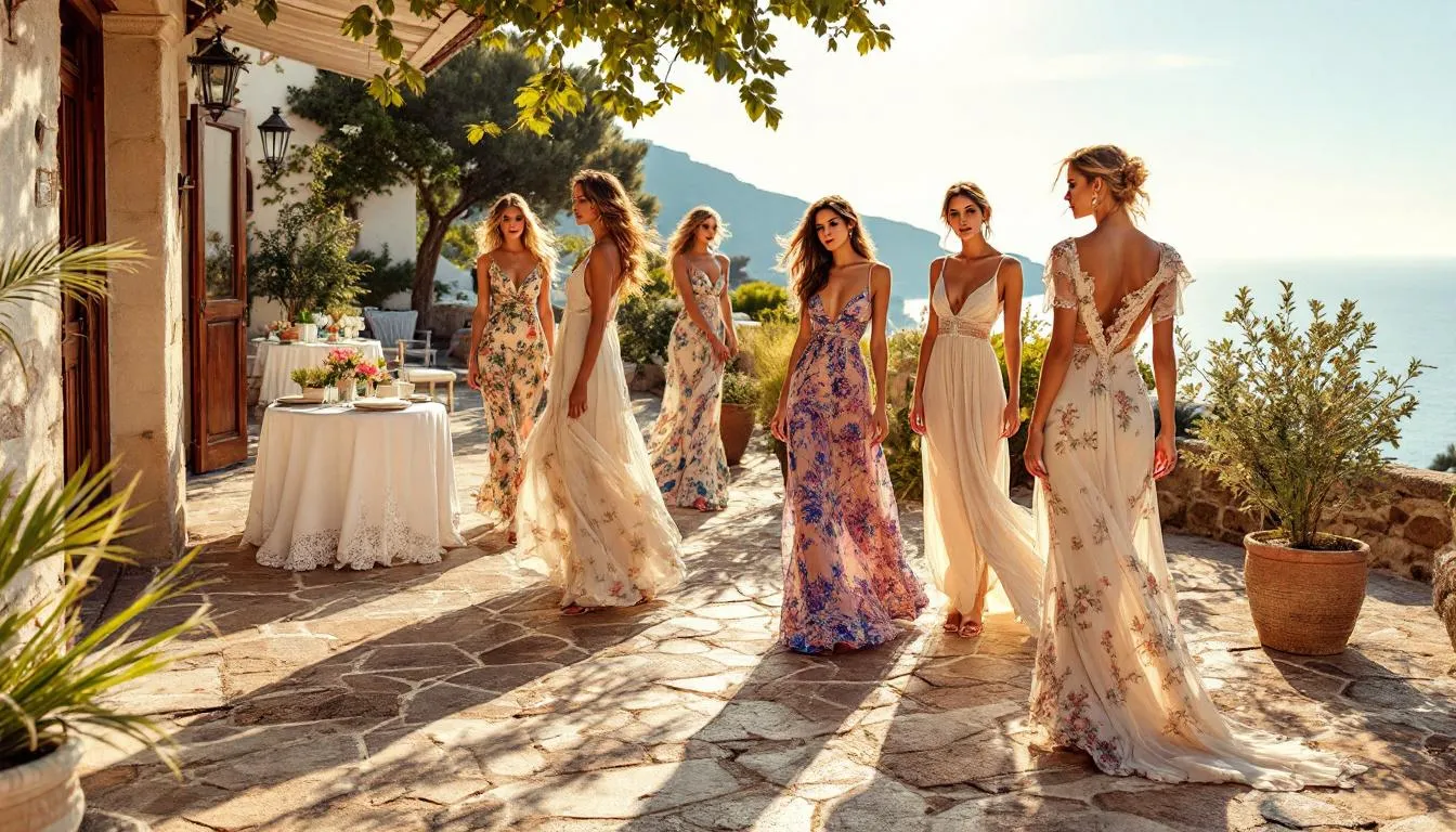 A variety of maxi dresses displayed in different lengths.