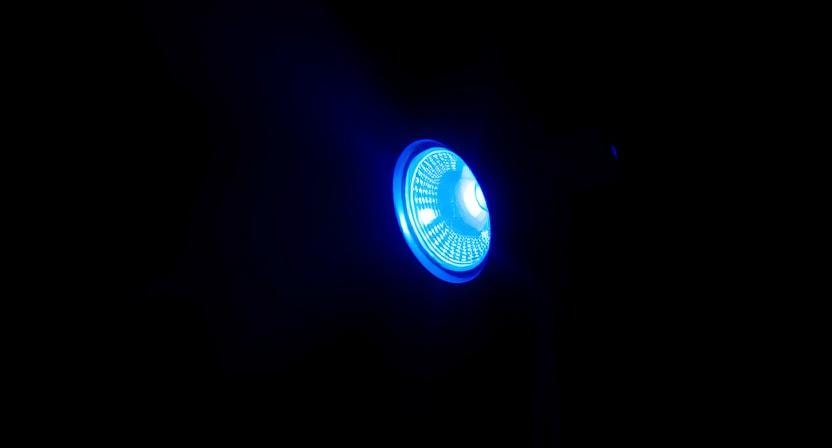 Blue light emitting from an LED light