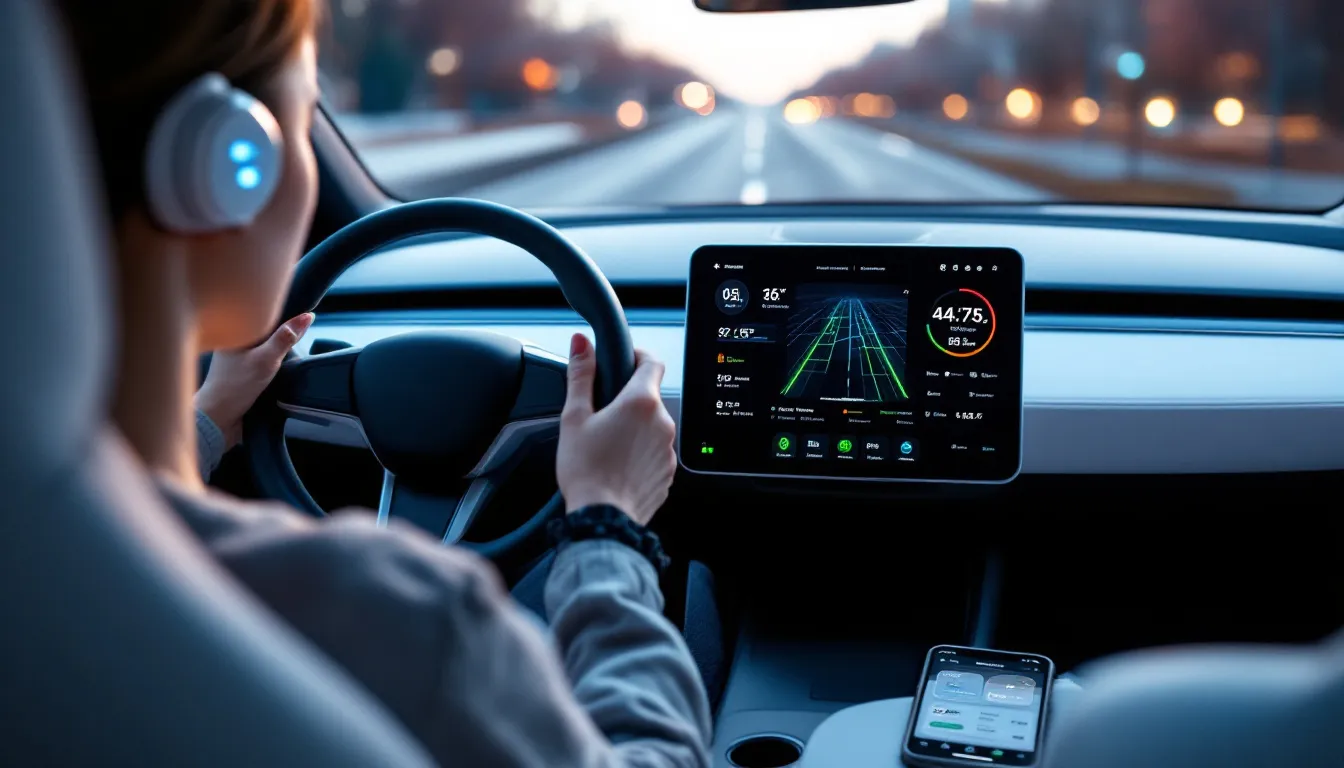 In the image, a smartphone app displays driving data collected through telematics technology, showcasing personalized driving feedback aimed at encouraging safe driving habits. This usage-based insurance program allows drivers to potentially save money on their car insurance premiums by monitoring their driving behaviors, such as speeding and cell phone use.