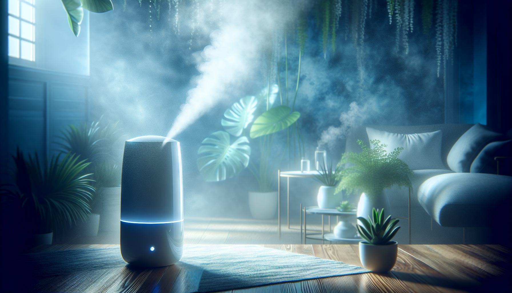 Cool mist humidifier releasing moisture