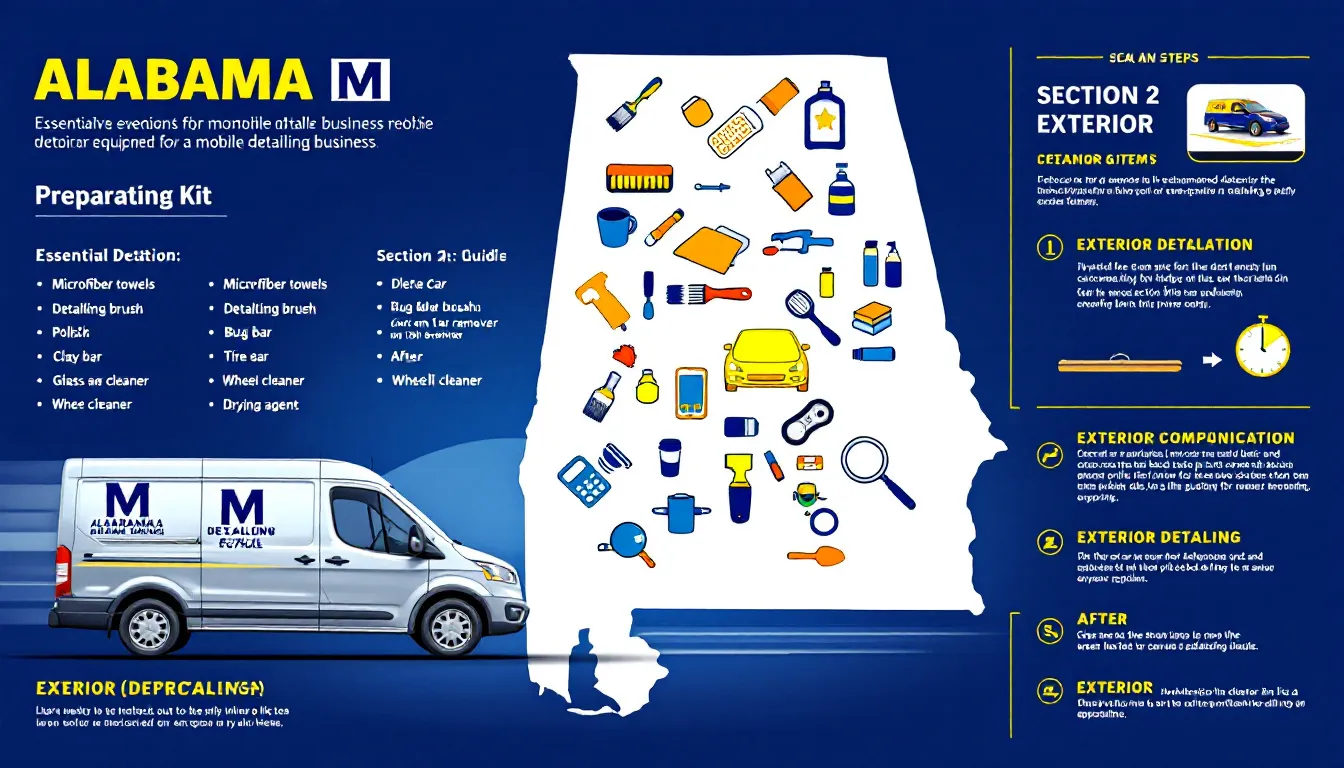 Essential equipment needed for a mobile detailing business.