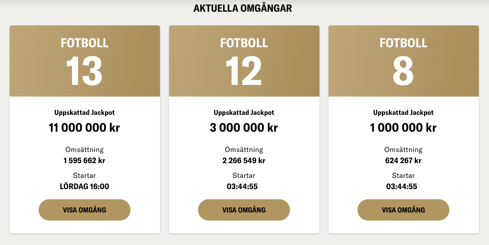 Aktuella omgångar hos betmgm-tipset