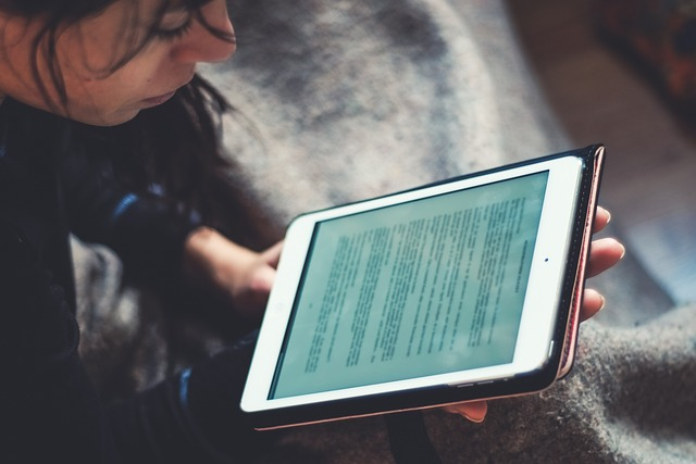 person, reading, tablet