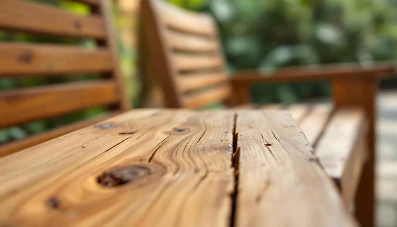 Teak furniture aging gracefully, displaying its aesthetic appeal over time.