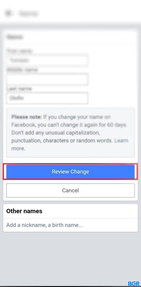 Review change