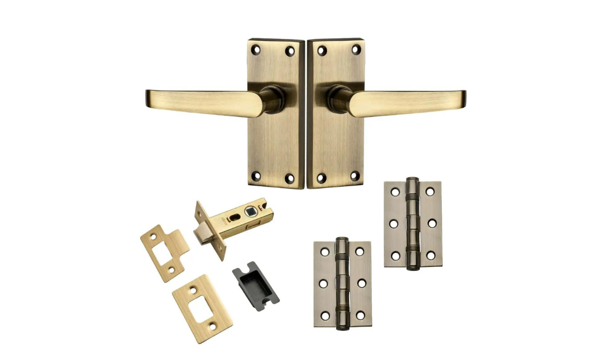 Latch door handle pack - brushed nickel - lever on backplate