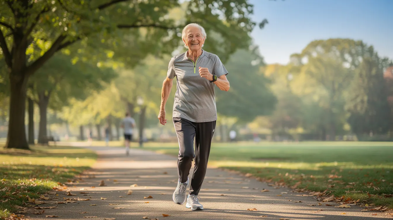 An elderly person is enjoying a healthy outdoor activity, promoting their cellular health and longevity. Engaging in such activities can positively influence the pineal gland function and enhance sleep quality, contributing to the overall well-being and potentially slowing the aging process.