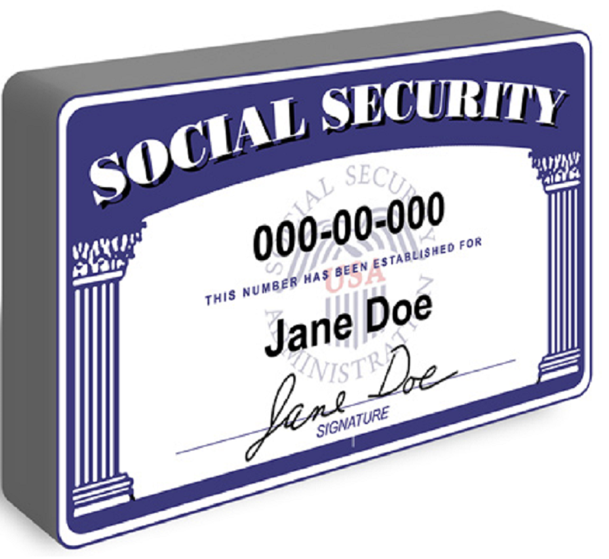  An Image Of Standard Social Security Number Issued To A Citizen Of The USA