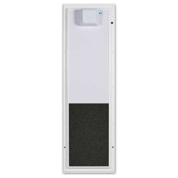 The white PlexiDor Electronic Dog Door with its tall, sleek design, offering automated entry and exit for pets. What are the best types dog doors for automated convenience