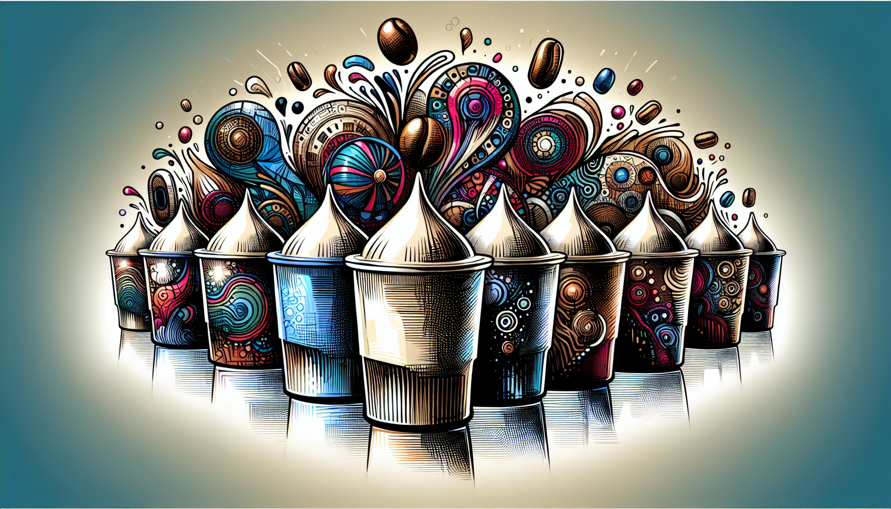 Illustration of customized coffee pods and bags to showcase personalized coffee products for fundraising