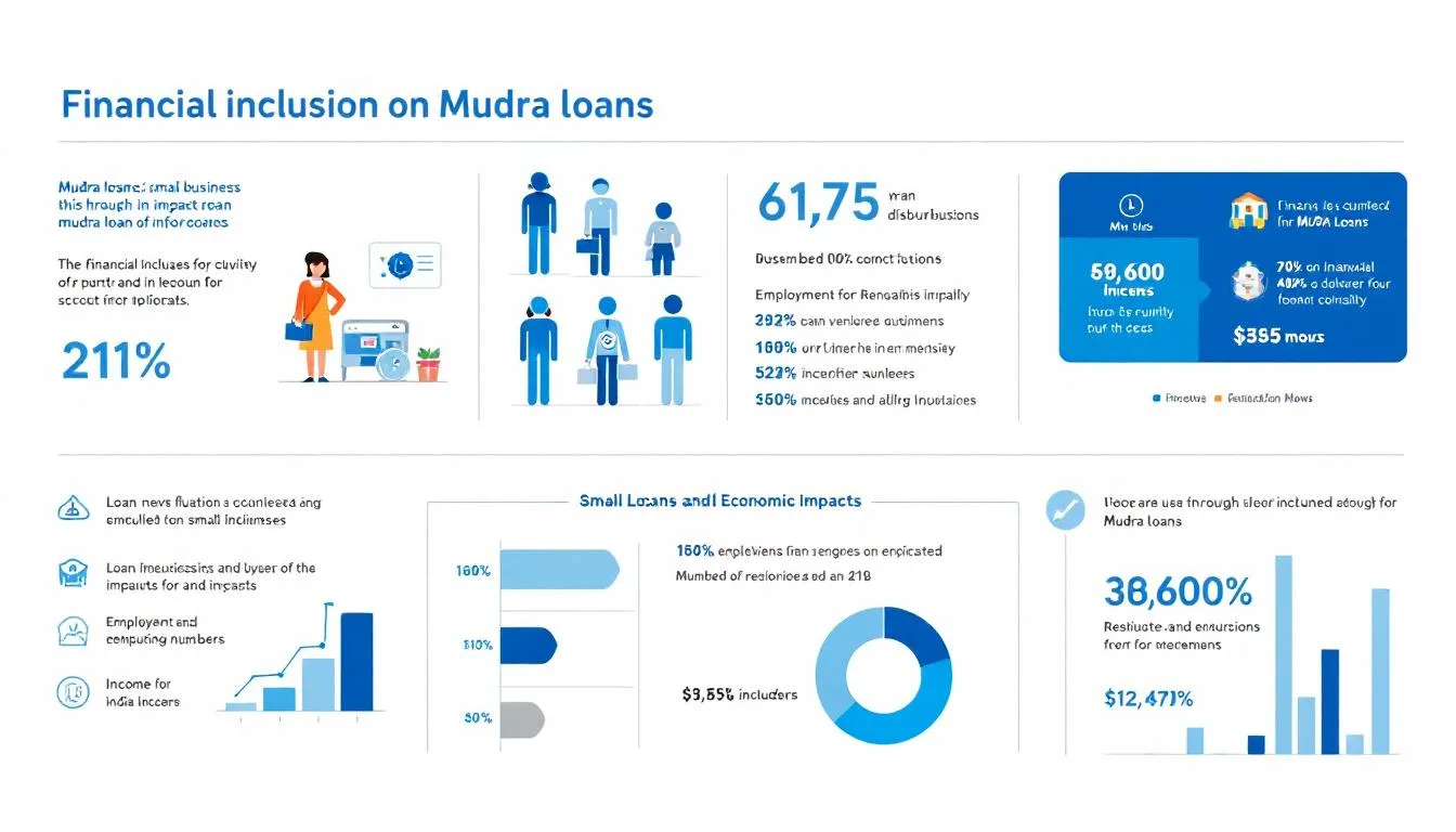 A visual representation of financial inclusion and economic impact from mudra loans.