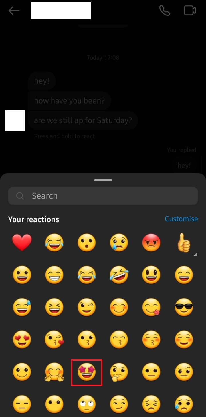 choosing message reaction