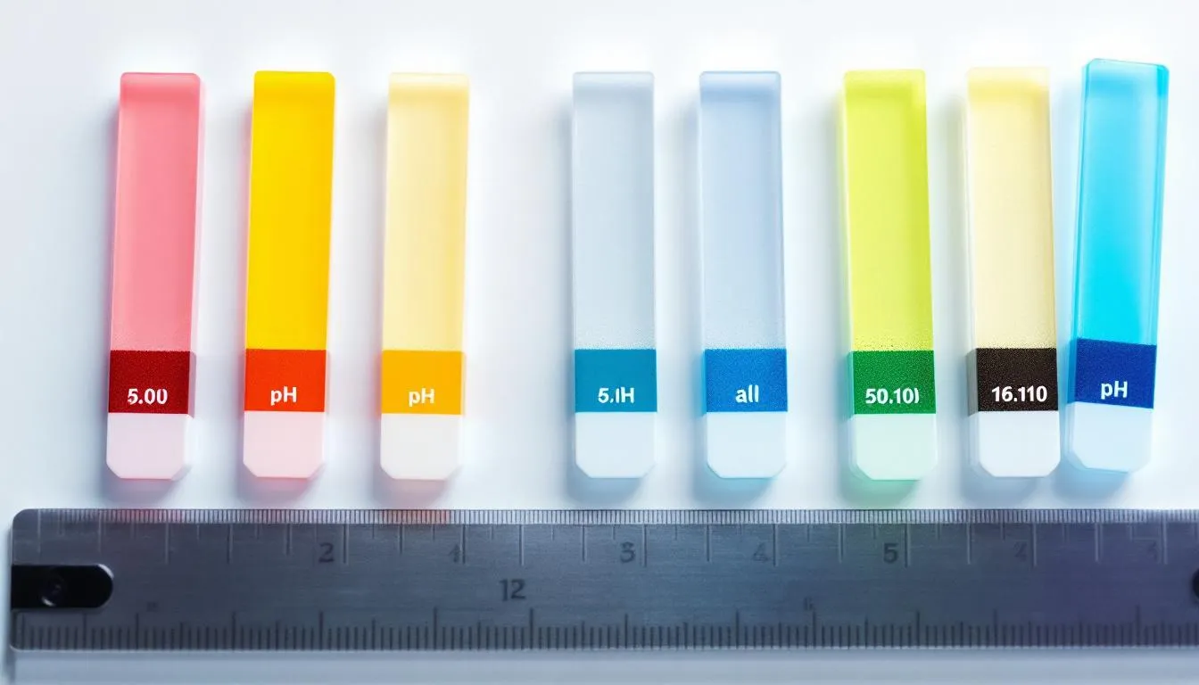 The image displays a side-by-side comparison of pH testing strips, each showing different pH levels of various soaps, including goat milk soap. This visual highlights the importance of pH balance in skincare, particularly for those with sensitive skin or conditions like rosacea, where using gentle, chemical-free products can help maintain healthy skin.