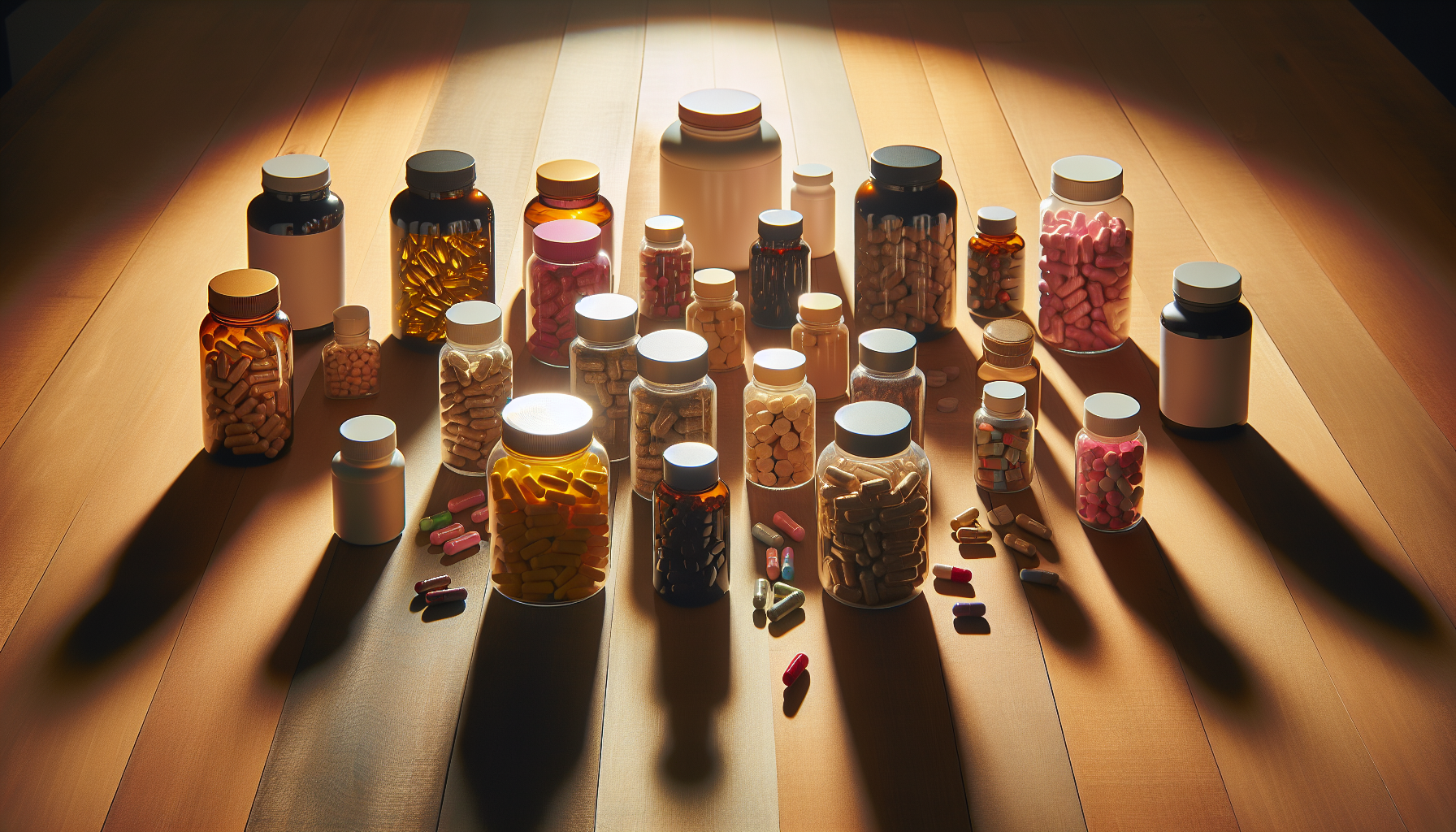 Illustration of various berberine supplement bottles and capsules