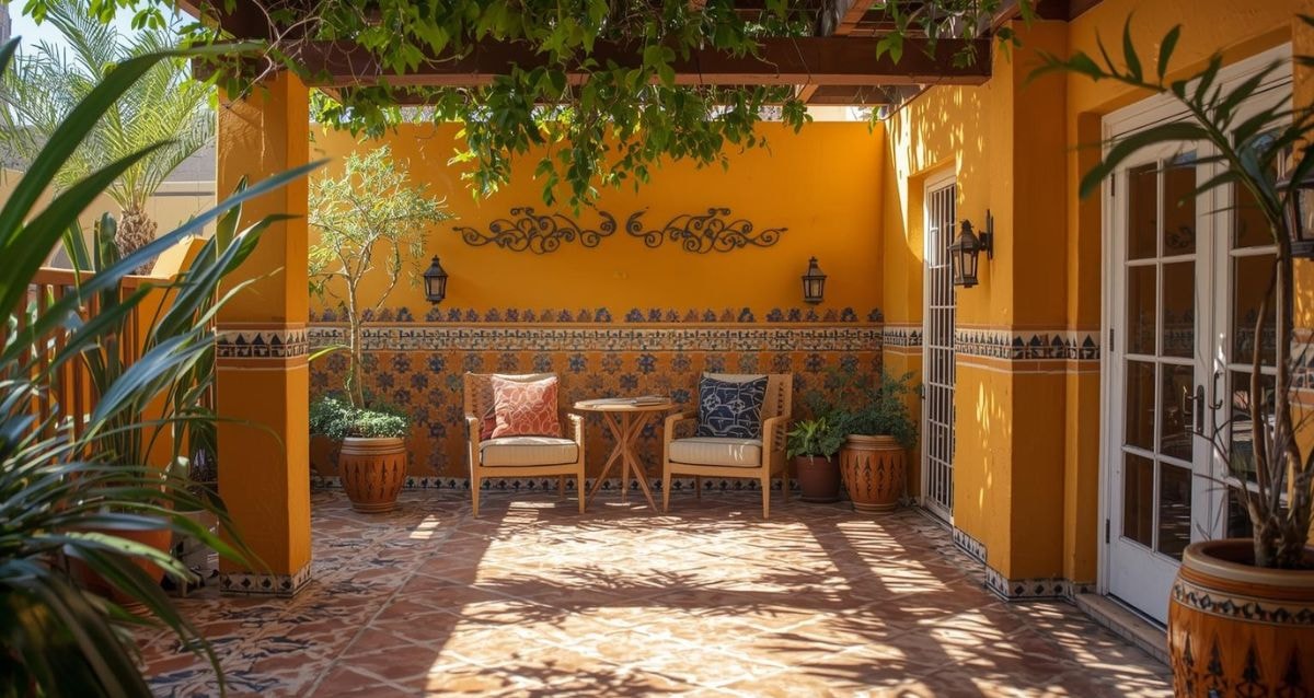Patio area with retro tiles