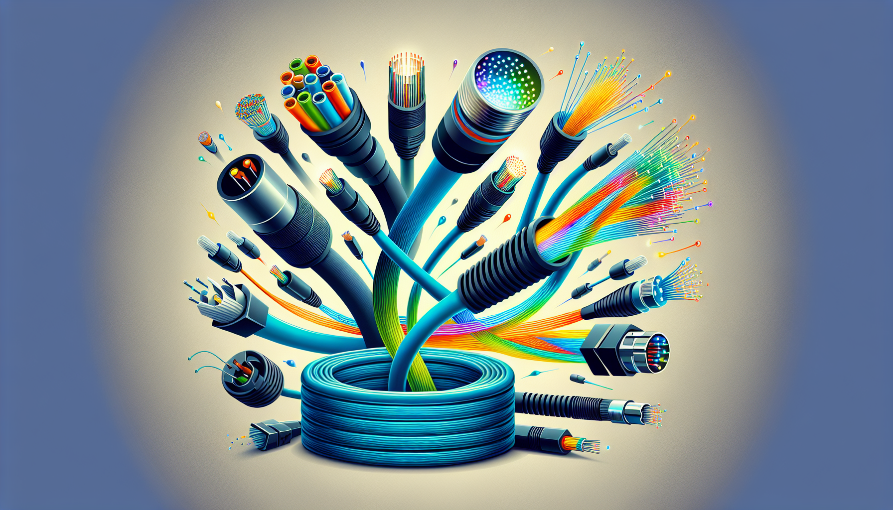 Different types of low voltage cables - category cables, coaxial cables, and fiber optic cables