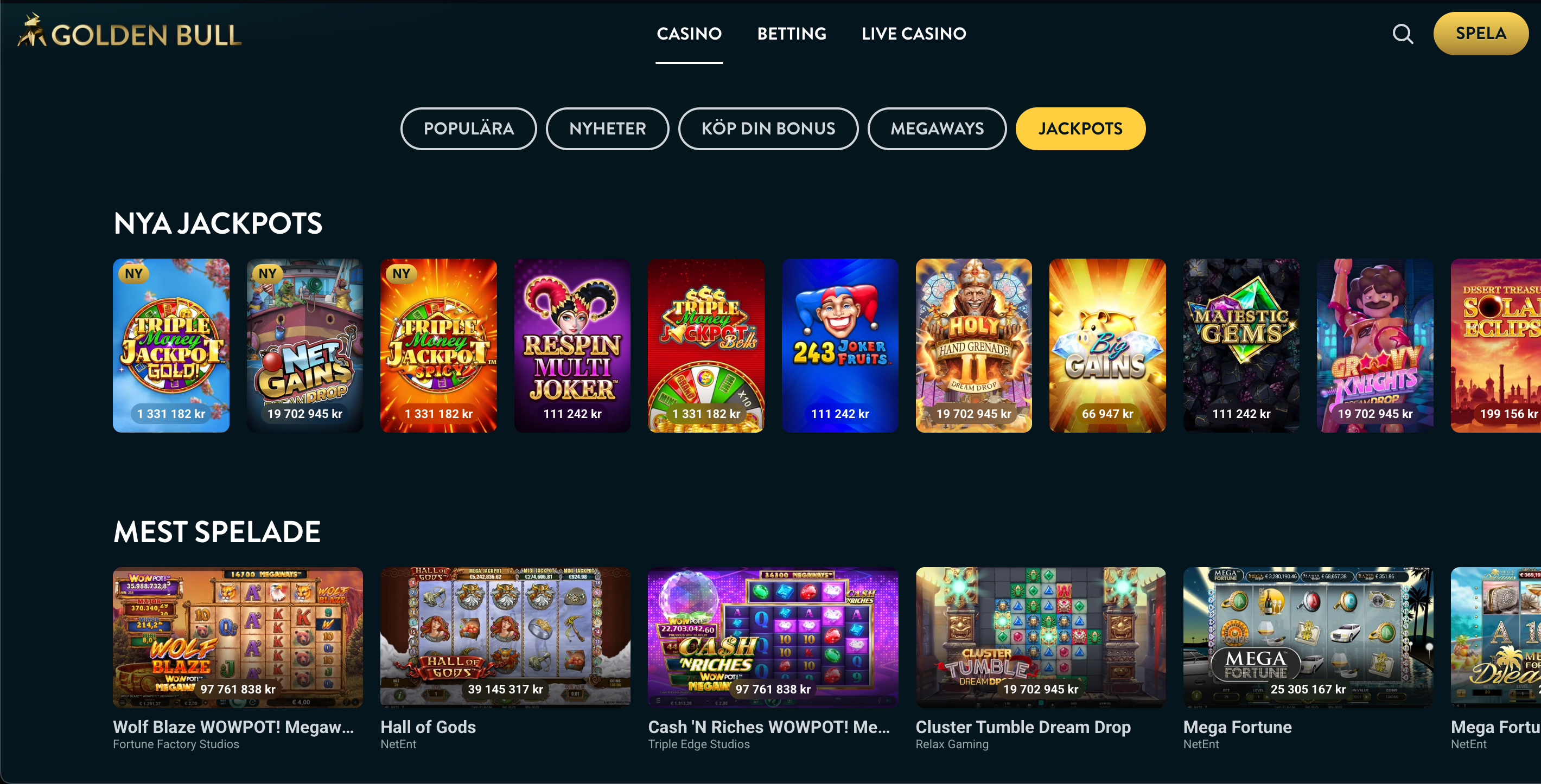 Golden bull jackpottar