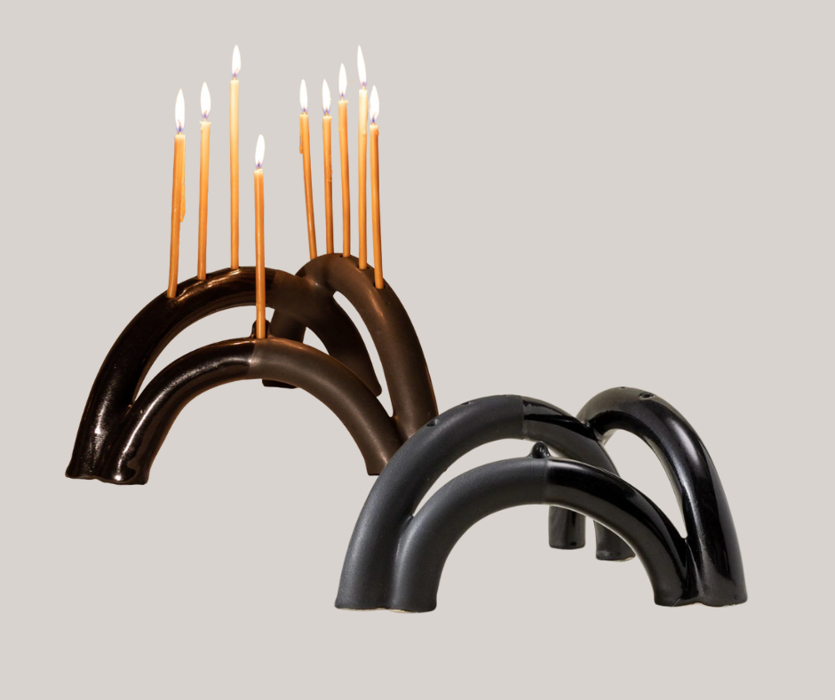 Studio Per Diem's Shana Menorah in Noir Glass