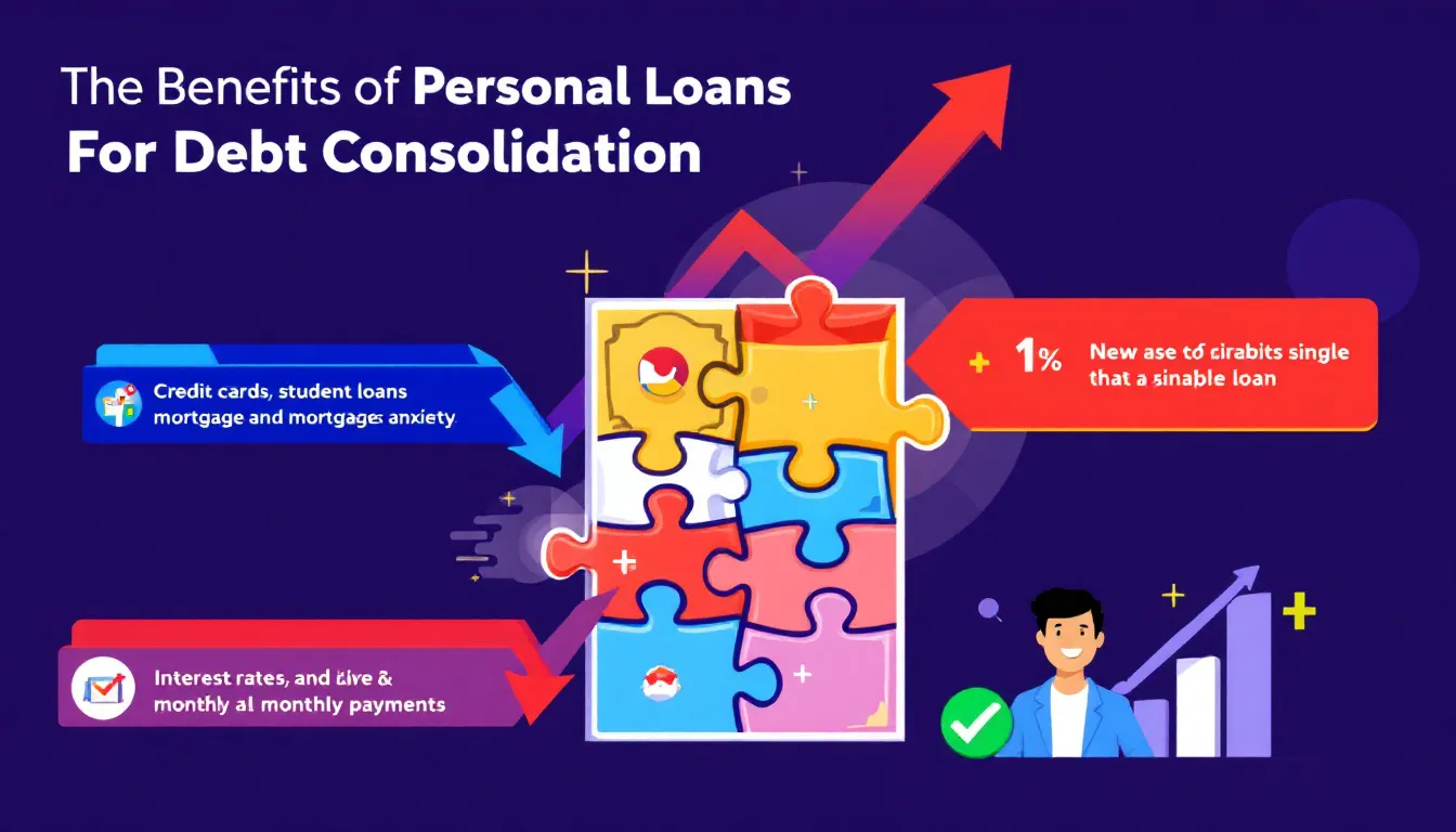 A graphic showing the benefits of personal loans for debt consolidation.