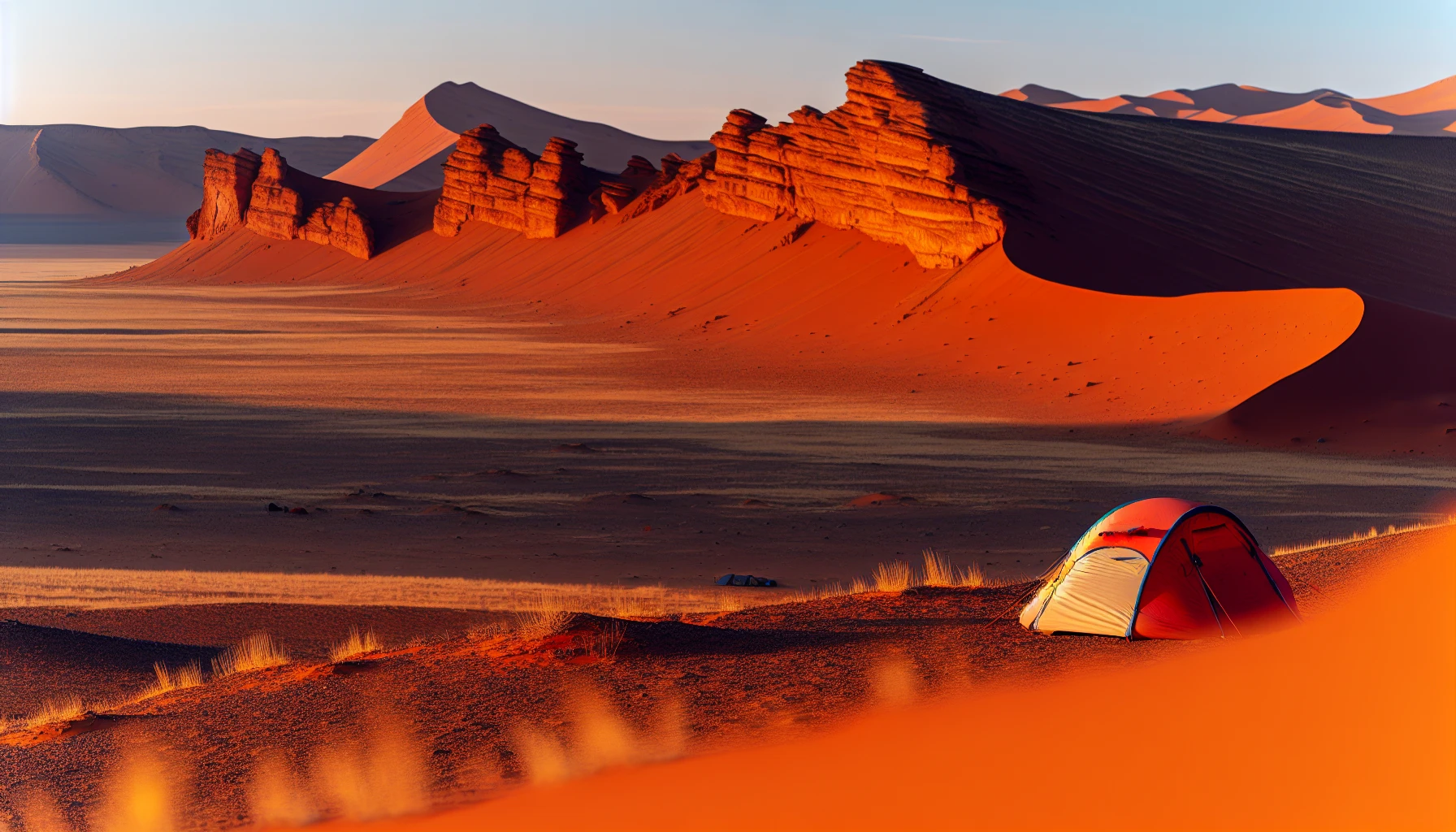 Wild camping in the Gobi Desert