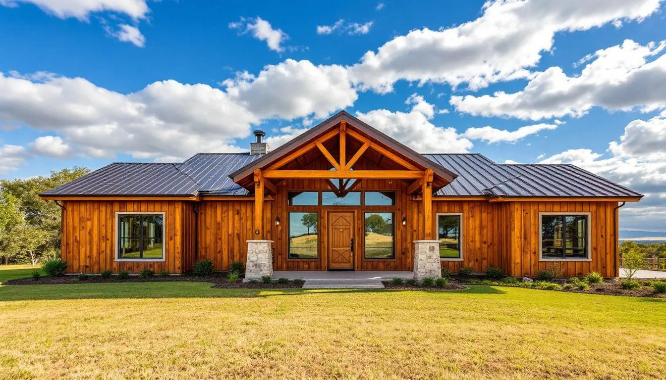 An architectural design of a custom home, showcasing modern features.