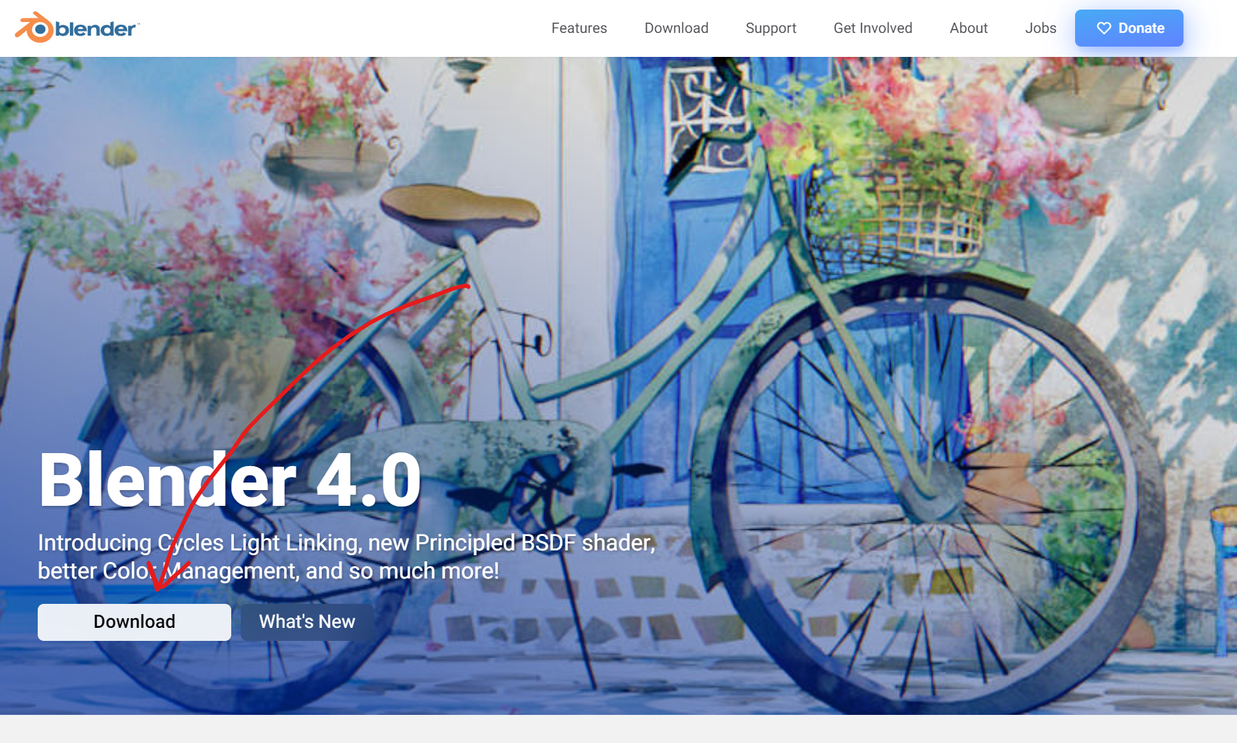 This is the blender homepage, showing where to download the software