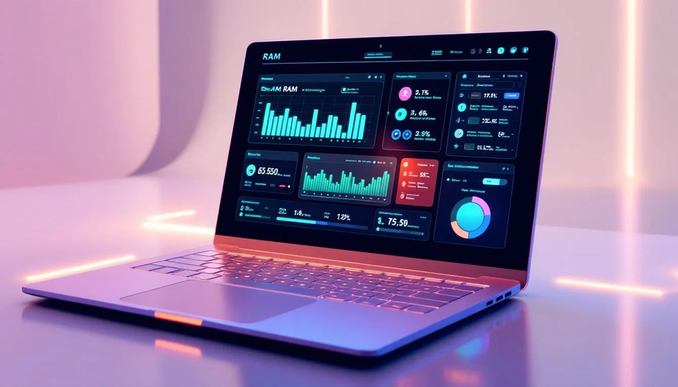 Un ordinateur portable avec une interface de gestion de la mémoire RAM pour optimiser les performances.