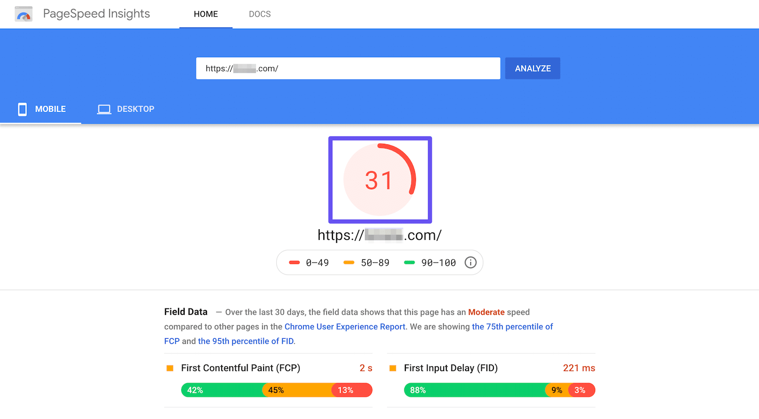 Google PageSpeed Insights - Source: kinsta.com