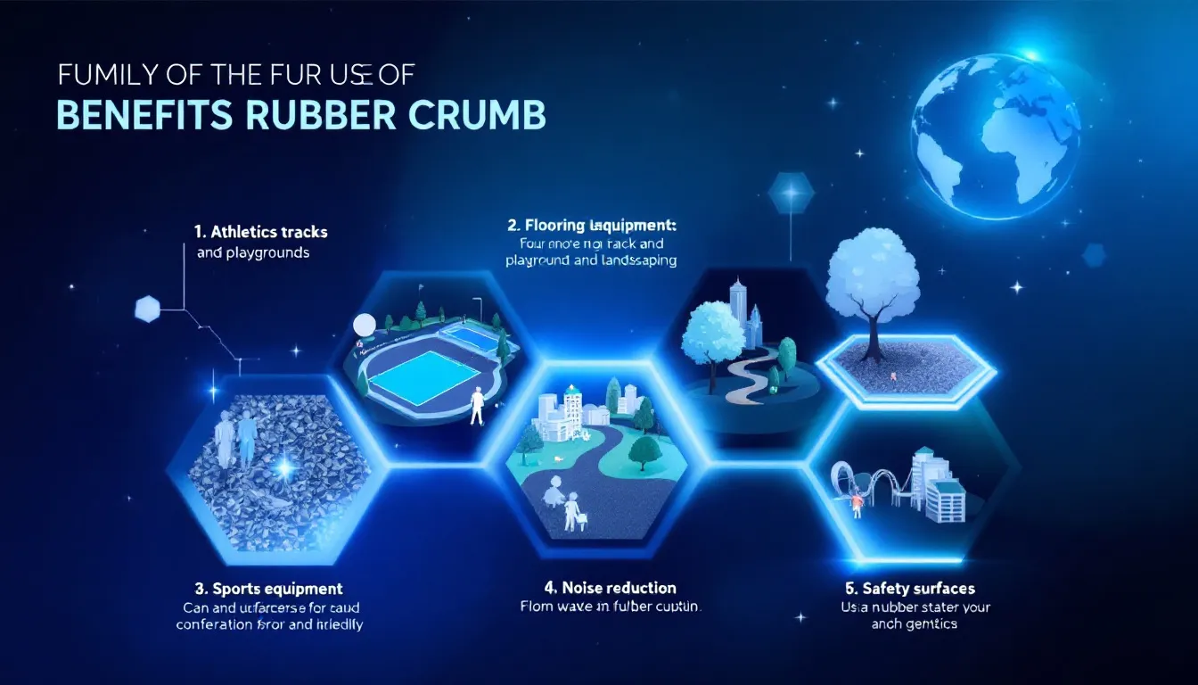 An infographic displaying the benefits of using rubber crumb in various applications.
