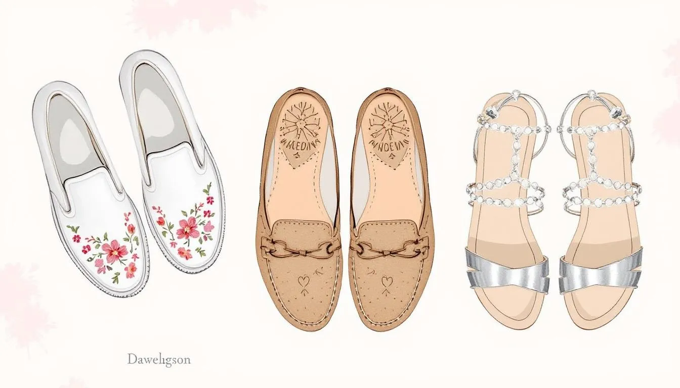 A selection of footwear options for casual weddings.