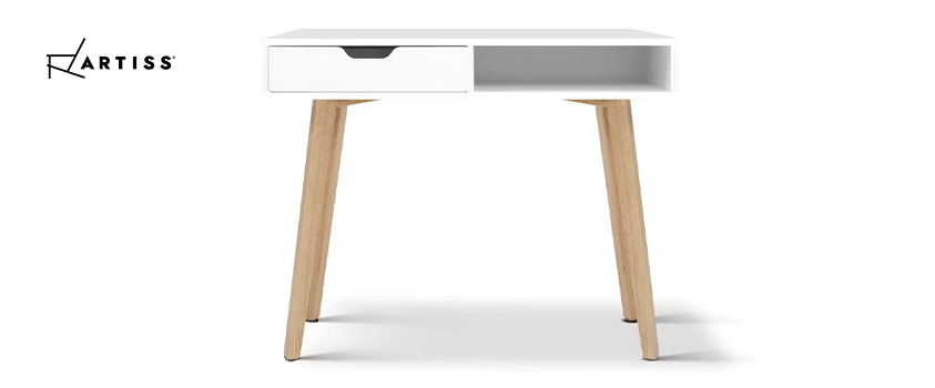 An Artiss white 2-drawer desk, ideal for Scandinavian styles. 