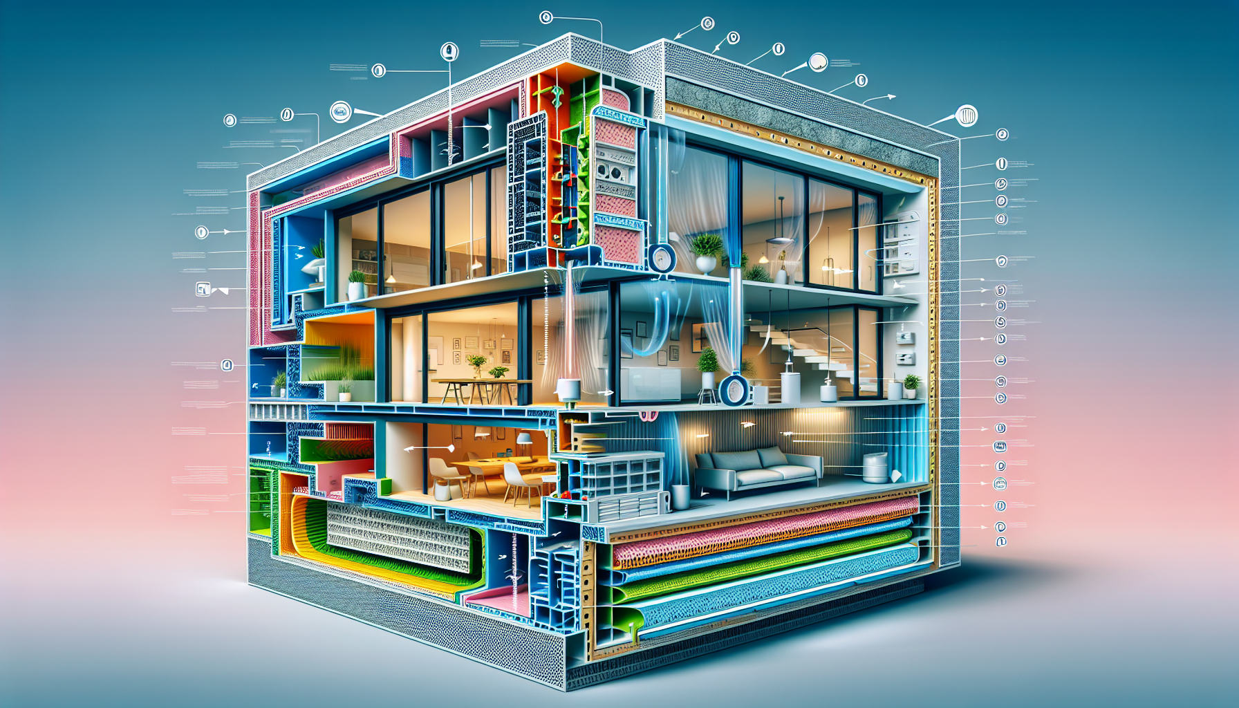 An illustration depicting the concept of air barrier tests and their importance in building construction.