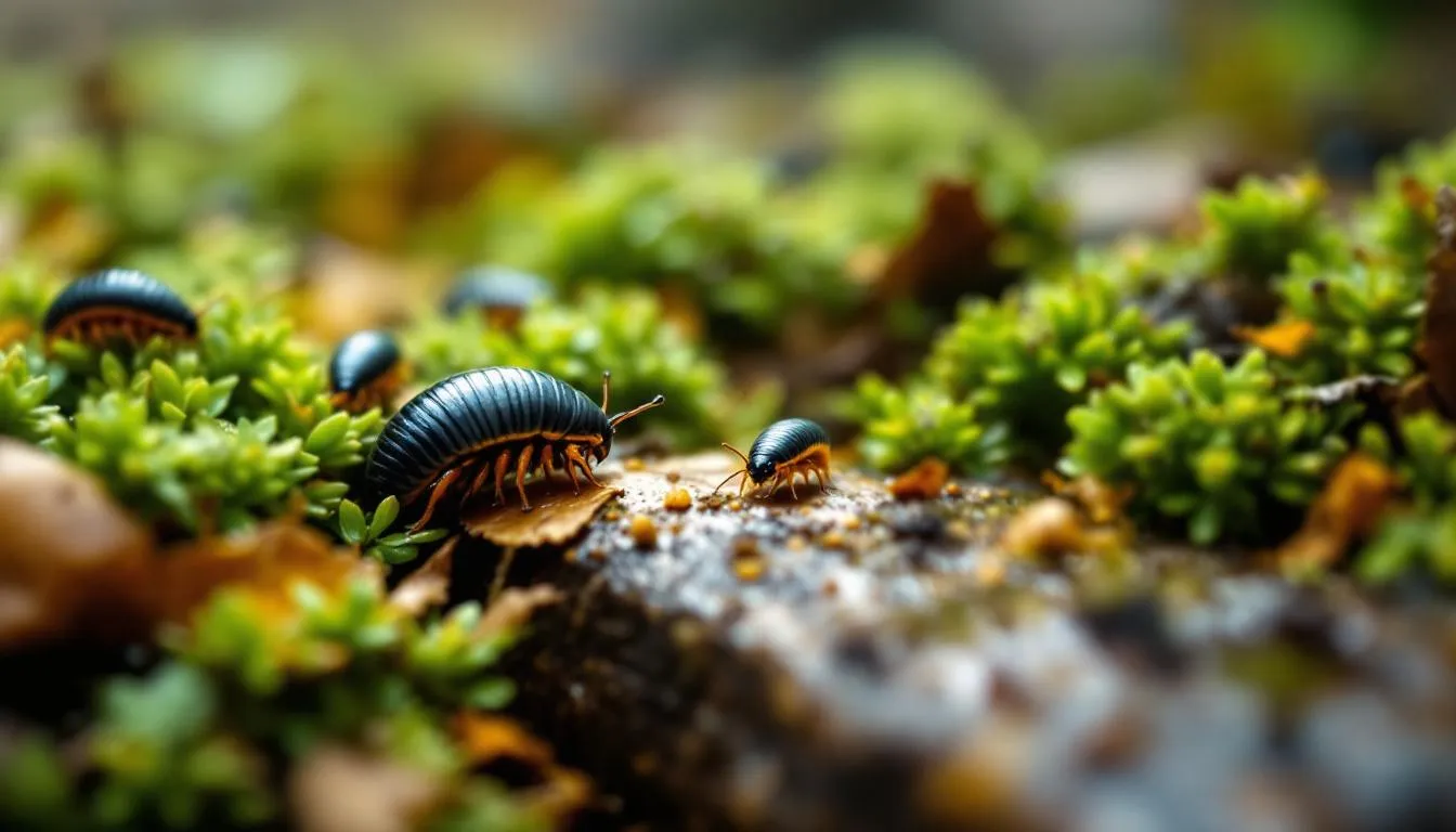 Signs of a woodlice infestation with visible droppings and damage.