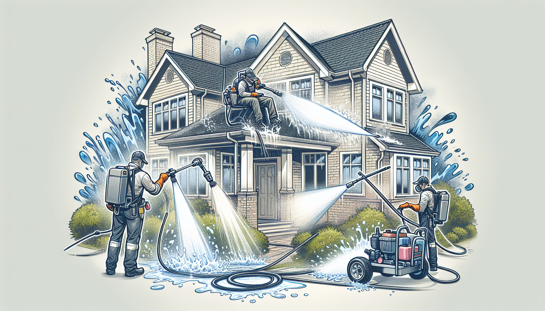 Illustration of house washing services